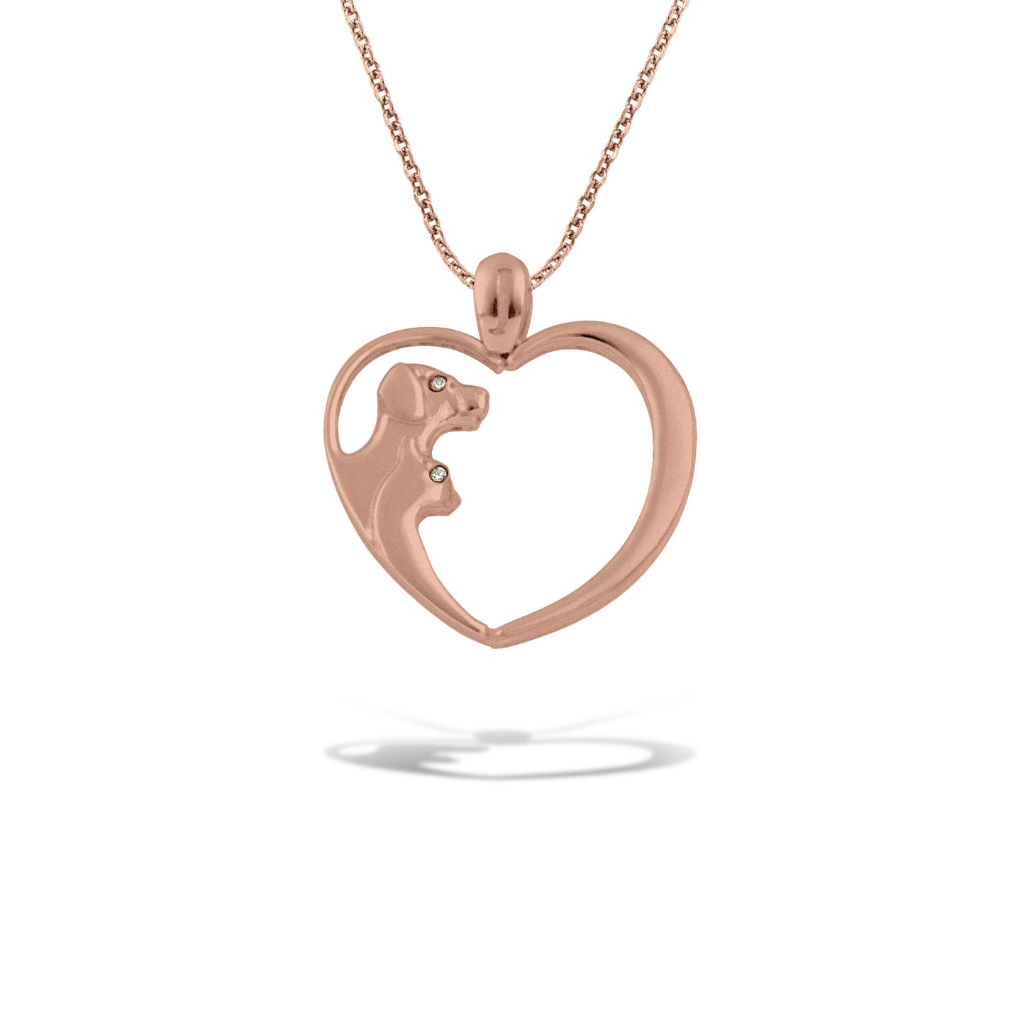 Χρυσό μενταγιόν Γατάκι με Σκυλάκι μέσα σε Καρδιά