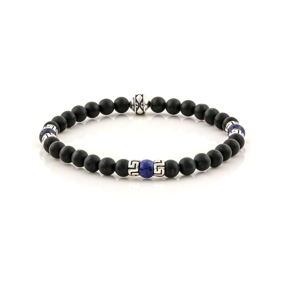 Βραχιόλι με Black Onyx και Lapis Lazuli χάντρες
