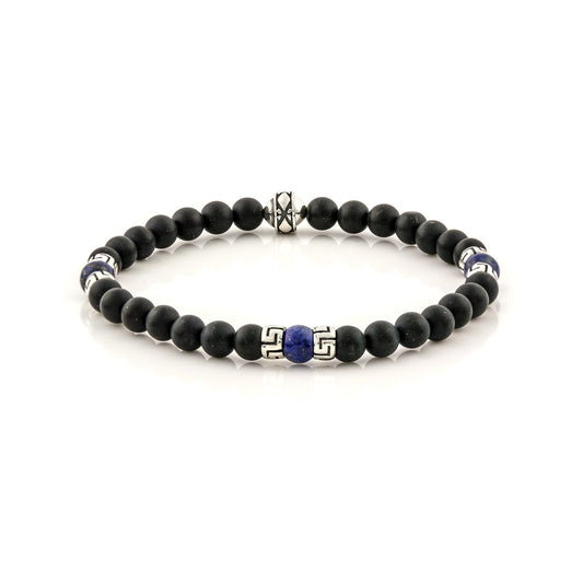 Βραχιόλι με Black Onyx και Lapis Lazuli χάντρες