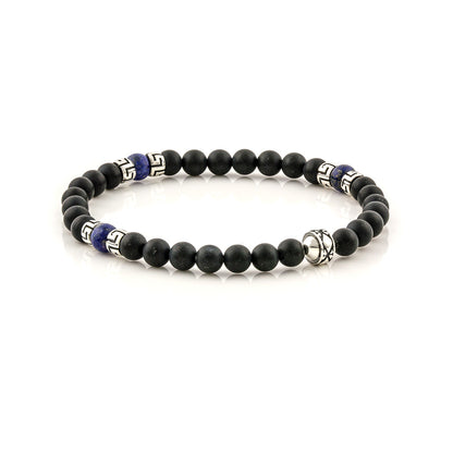 Βραχιόλι με Black Onyx και Lapis Lazuli χάντρες