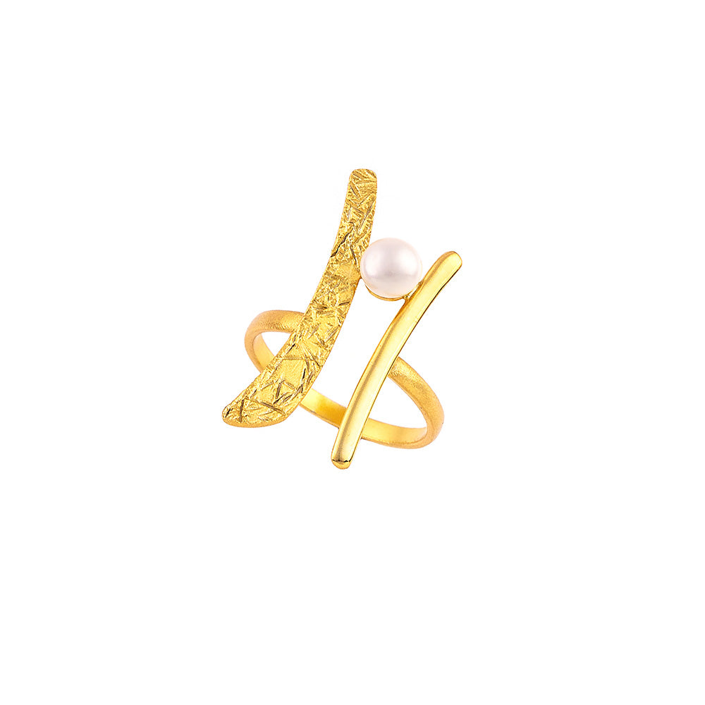 Silver ring in a modern parallel line shape – jeoot